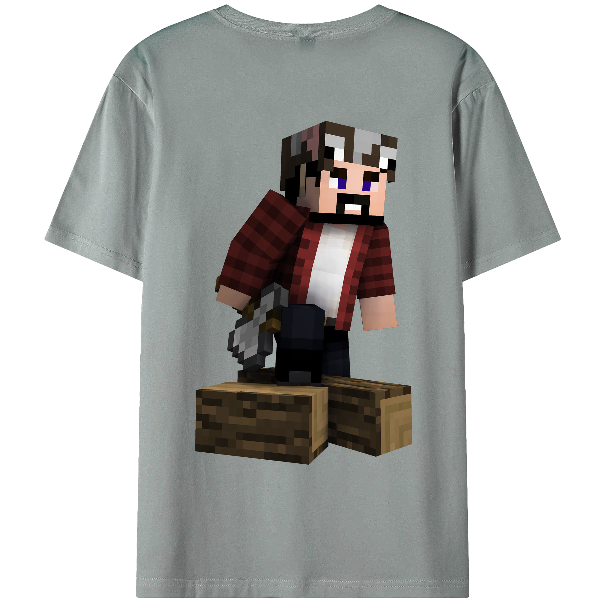 （画像用） マインクラフト ブロックの世界 Minecraft MC Block world 綿100％ メンズ半袖Tシャツ（バックプリント） 通気性